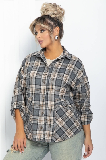Рубашка Золушка НЬЮ (бежево-серая) Б11869