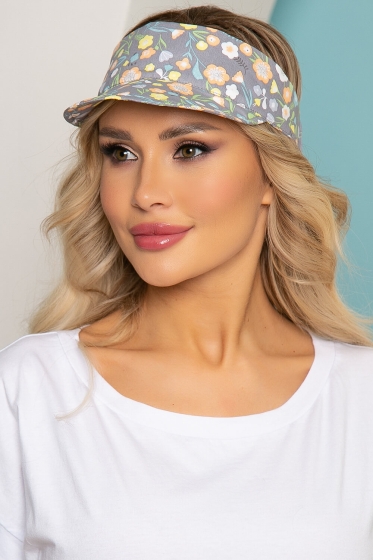 Козырек хлопковый (васильки, серый) КЗ3