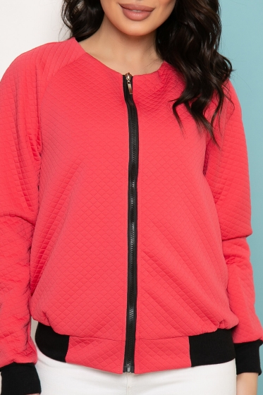 Бомбер на молнии из трикотажа (коралл) Б3488