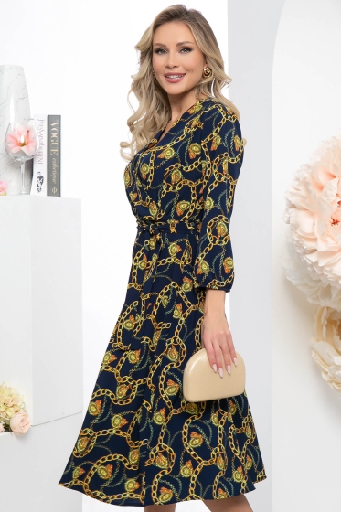 Платье "Твой каприз" (синее, цепи) П4744