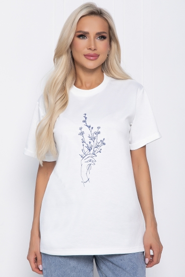 Футболка с вышивкой Эксклюзив (белая) Б10957