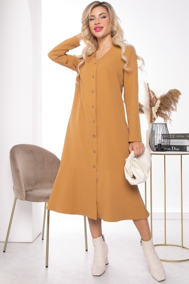Платье "Классика в моде" (горчица) П7204
