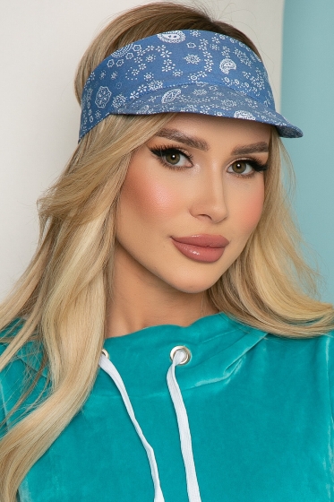 Козырек хлопковый (пейсли, голубой) КЗ12