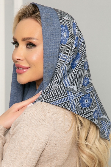 Косынка с подворотом (клетка блю) КП08