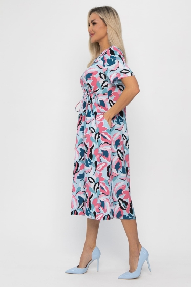 Платье Цветы лета (голубо-розовое) П13784-18М