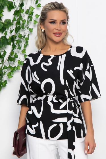 Блуза Аделаида (черная) Б13599-25М