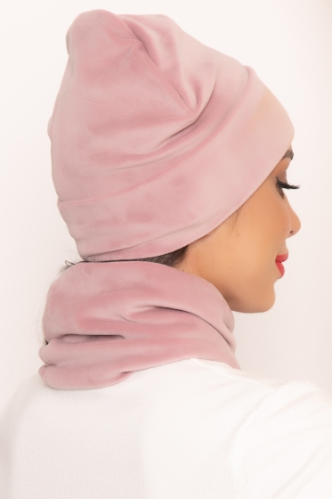 Шапка с отворотом (пыльная роза) Ш2