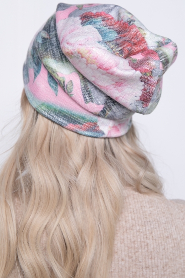 Шапка (цветы/розовая) Ш07