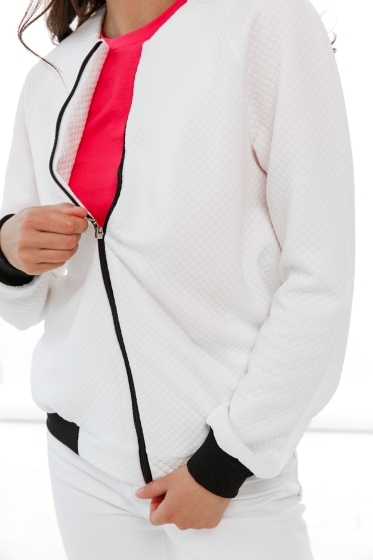 Бомбер на молнии из трикотажа (белый) Б2257