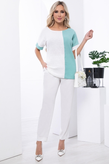 Блуза "Амади" (вайт/мята) Б7093