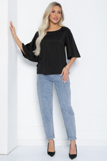 Блуза Покоряя сердца (черная)  Б12431-1