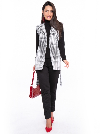 Жилет с поясом "Маиза" (гусиная лапка) Б2780