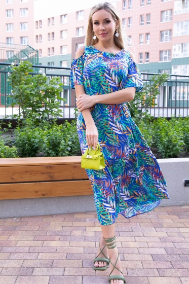 Платье "Марианна" миди (тропик) П6069