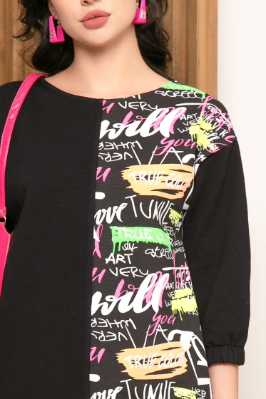 Платье "Марселина" (мультиколор блэк) П5152