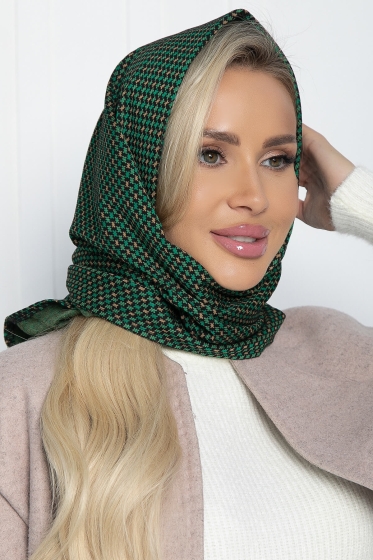 Косынка с подворотом (зеленый/бежевый) КП16