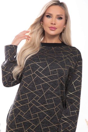 Платье "Янина" (серый меланж / золото ) П7508