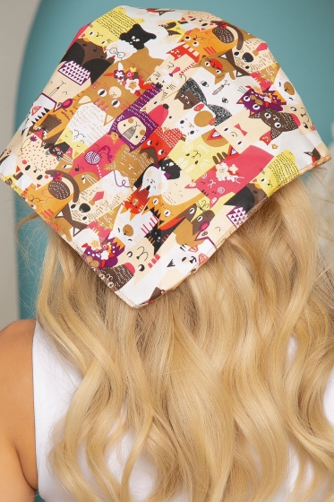 Косынка с козырьком (котики, мультиколор) КК14