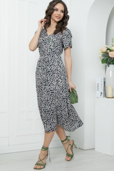 Платье "Римские каникулы" (темно-синее) П5604