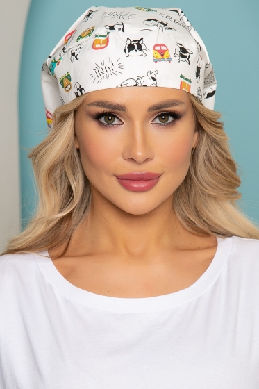 Бандана-косынка (бульдожки, белая) БК2
