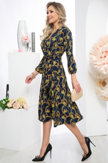 Платье "Твой каприз" (синее, цепи) П4744