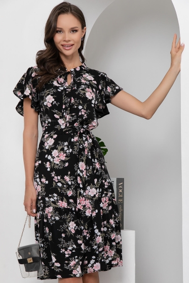 Платье "Хелен" (блэк/цветы) П6027