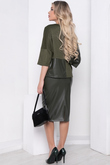 Юбка из экокожи (хаки) Ю8823