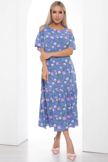 Платье "Марианна" (синее/цветы) П8852