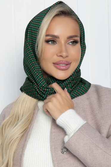 Косынка с подворотом (зеленый/бежевый) КП16