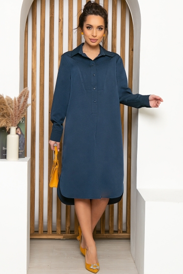 Платье рубашка "Рэйчел" (темно-синее) П4634
