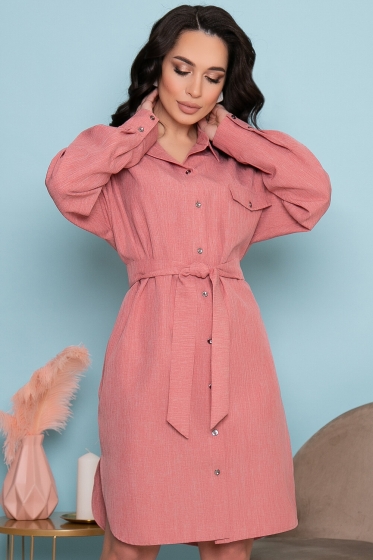 Платье рубашка "Портофино" (нежный коралл) П3383