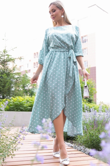 Платье "Танго вдвоём" (мята/горох) П6087