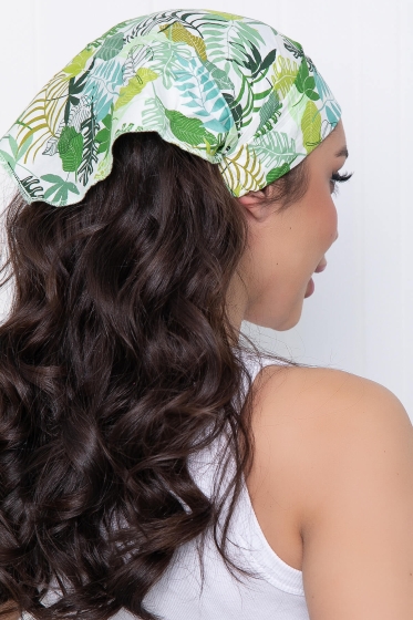 Косынка на резинке (зеленая монстера) КР5