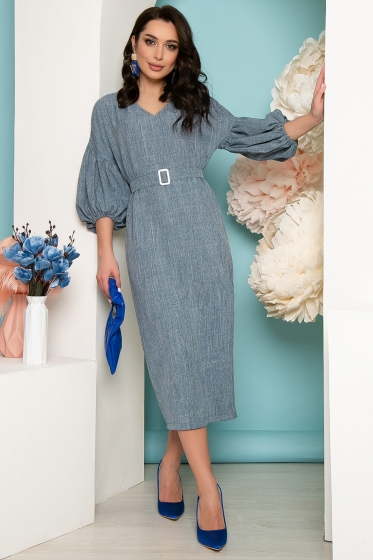 Платье "Пленительная магия" (голубой лен) П3580