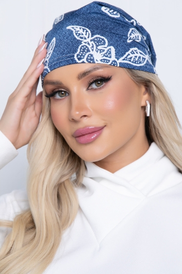 Шапка (джинс/цветы) ШЛ01