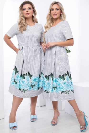 Платье "Кэри" (мятные розы) П7062