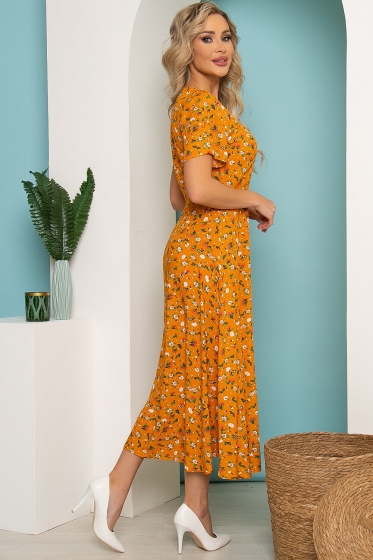 Платье "Римские каникулы" (горчица) П3524