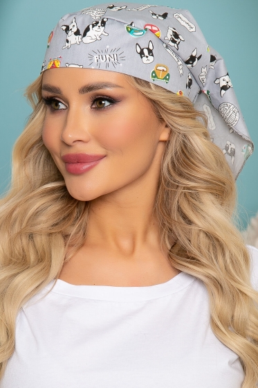 Бандана-косынка (бульдожки, серая) БК1