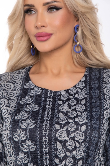 Джемпер "Авелин" (принт/темно-синий) Б8401