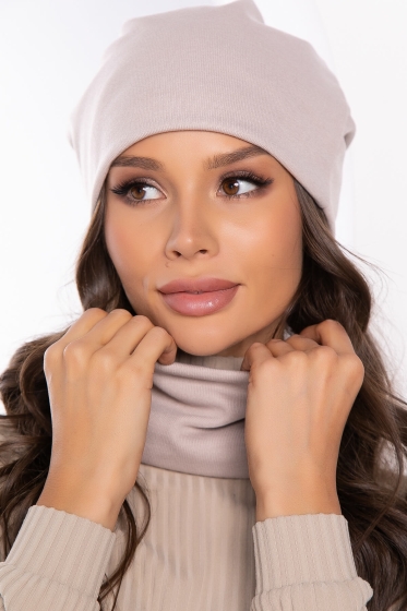 Комплект шапка и снуд (светлый беж) ШС15