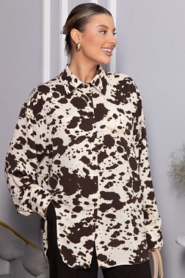 Блуза Тайна очарования (бело-коричневая) Б14432-5М