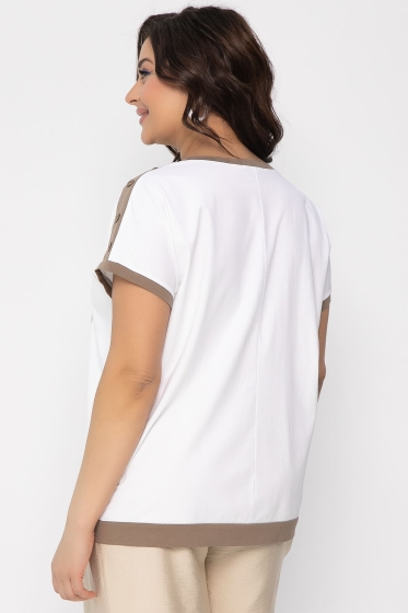 Блуза Валетта (бело-коричневая) Б13405-20М