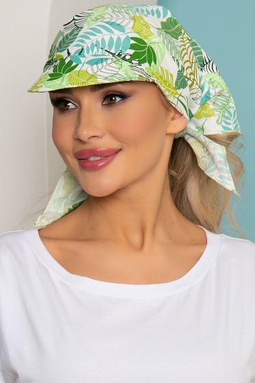 Косынка с козырьком (зеленая монстера) КК9
