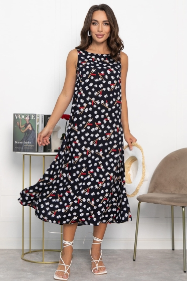 Сарафан Кампари (синий/цветы) П13995-10М