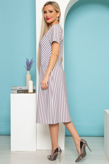 Платье "Европейский шик" (пудровая полоска) П3985