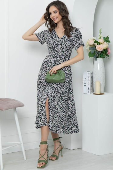 Платье "Римские каникулы" (темно-синее) П5604