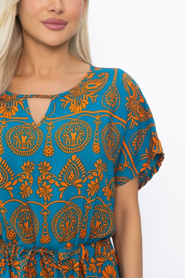 Платье Вистерия (лазурно-оранжевое) П13908-5М