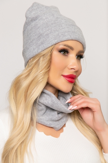 Комплект шапка и снуд (светло-серый) ШС4