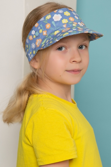 Козырек хлопковый (васильки, голубой) КЗ1