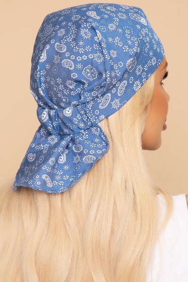 Бандана-косынка (пейсли, голубая) БК4