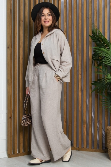 Костюм Летний мотив (бежевый лен) К13280-8М